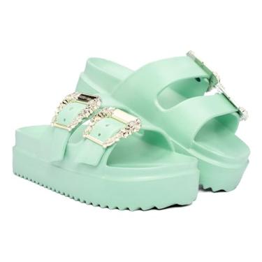 Imagem de Sandália Chinelo Feminino Birken 100% EVA: Leve, Macio e Confortável com Enfeite Metalizado (HORTELA, BR, Adulto, Numérico, 36)