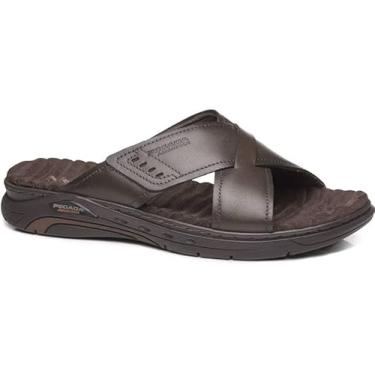 Imagem de Pegada, CHINELO SLIDE MASCULINO PEGADA 134502 EM COURO PALMILHA AMORTECH SUPER LEVE Cor:Cravo;Tamanho:42