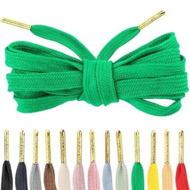 Imagem de Loop King Laces - Premium Emerald Green Flat Cotton Shoe Laces for Sneakers and Tennis Shoes, Replacement Shoe Strings for Men & Women, Athletic Shoelaces with Metal Tips for Adults 59 inches 150 cm