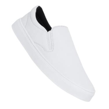 Imagem de Tênis Sapatênis Casual Slip On Iate Sem Cadarço Calce Fácil Moderno Leve Confortável Unissex (Branco, BR, Adulto, Numérico, 42)