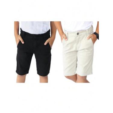 Imagem de Kit 2 Bermudas Sarja jeans Masculina Infantil Confortável Infantil - E