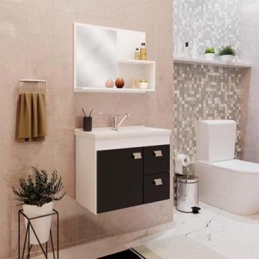 Imagem de Gabinete com Cuba e Espelheira para Banheiro 55 cm Isa MGM Branco/Pret