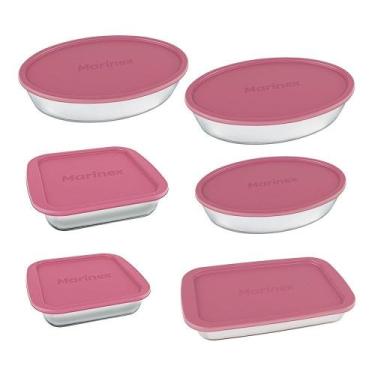Imagem de Conjunto Assadeira Marinex 1576 com Tampa Rosa 6 Peças, Rosa
