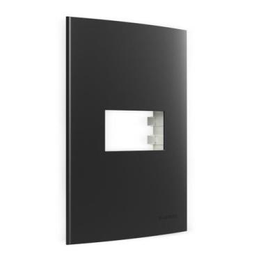 Imagem de Placa 4x2 1 Posto Grafite com Suporte Sleek Colors Margirius, Grafite