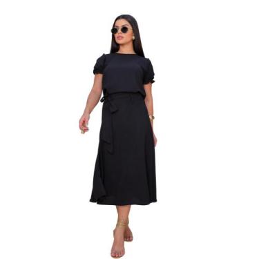 Imagem de Conjunto Feminino Saia Midi Blusa Moda Elegante Alfaitaria - Anne Guer