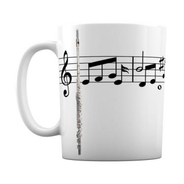 Imagem de Caneca Instrumento Musical Flauta Transversal Notas Musicais - GMH 
