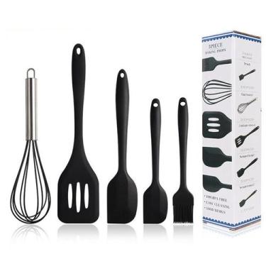 Imagem de Utensílios De Cozinha Silicone Com Fue Kit C/ 5 - 5UTENSILIOS, VERDE