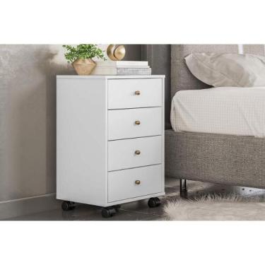 Imagem de Mesa de Cabeceira Solteiro Presence c/ 4 Gavetas Branco - Demóbile