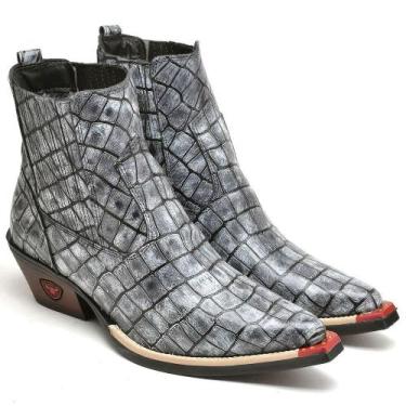 Imagem de Bota Country Masculina Couro Bico Fino Cano Curto Conforto - Fakcini, 
