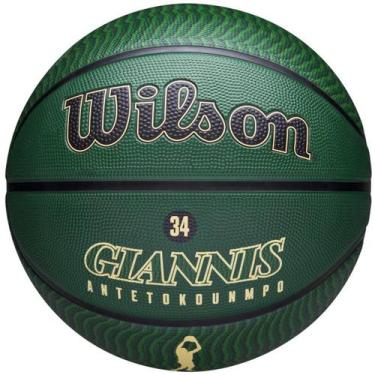 Imagem de Bola De Basquete NBA Player Icon Outdoor Giannis Size 7 Wilson, Verde