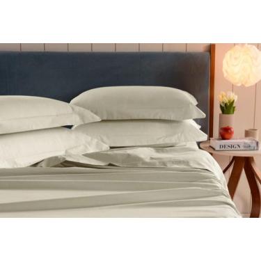 Imagem de 2 fronhas avulsas 100% algodão 200 fios palha debrum - Shopping Home
