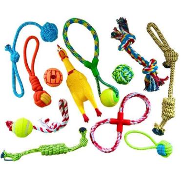 Imagem de Kit Brinquedos Atacado 10 Mordedores Cães Porte Médio Grande - Bacon B