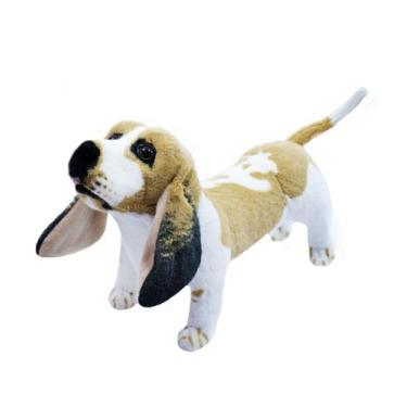 Imagem de Cachorro Basset Hound Realista Em Pé 40cm Pelúcia - Fofy