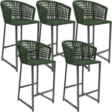 Imagem de Kit 05 Banqueta Para Área Gourmet Cozinha Varanda Corda Náutica Porto 