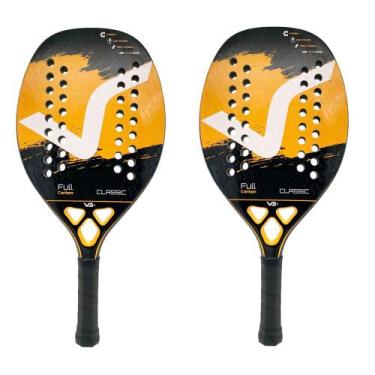 Imagem de Kit com 2 Raquetes de Beach Tennis Classic Full Carbon VG Plus, Laranj