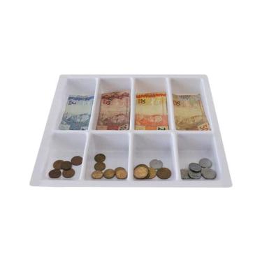 Imagem de Bandeja Porta notas e moedas 33 x 29cm (4 divisórias) - BRANCA - Lm Ba