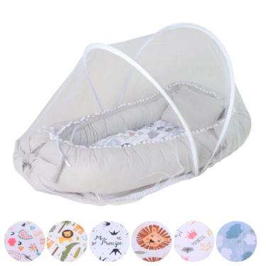 Imagem de Ninho Redutor de Berço com Mosquiteiro Tela Protetora Bebê Menina Meni