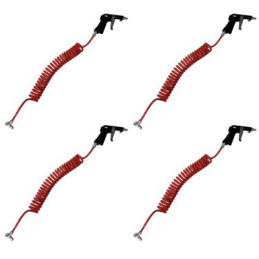 Imagem de 4 Pistola De Ar Gatilho Mangueira Cabine Caminhão Vermelha - TOP-AR