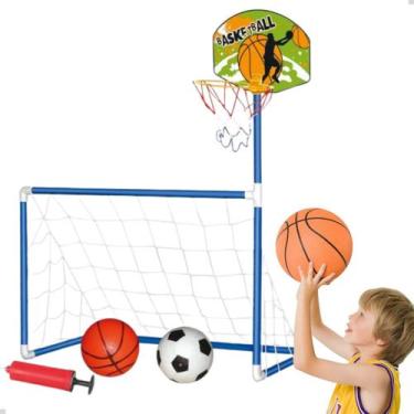 Imagem de Golzinho de Futebol Infantil Rede Mini Trave Gol 2 Em 1 Basquete 2 Bol