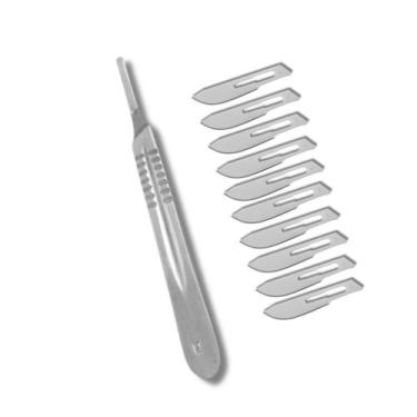 Imagem de Kit Cabo Bisturi N4 ABC Instrumentos + 10 Laminas Bisturi N22 Multilas