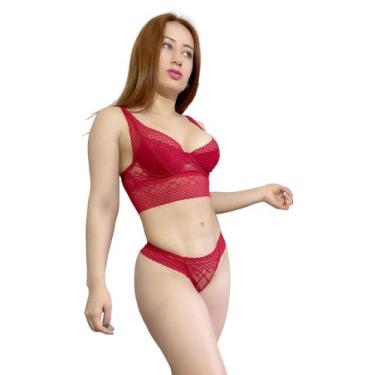 Imagem de Conjunto Sutiã Bojo Moldado E Calcinha Renda Sensual C46 - Fanáticos P
