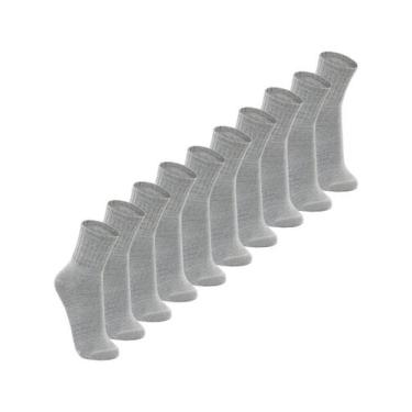 Imagem de Kit com 10 Meias Esportiva Cano Médio Lupo 3290-009, Cinza, 37-40