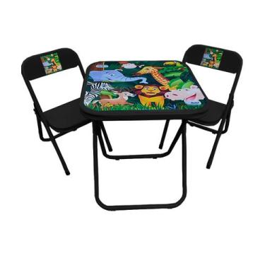 Imagem de Conjunto Mesa Infantil 2 Cadeira até 40 kg Mesinha Rosa Azul Branco Pr