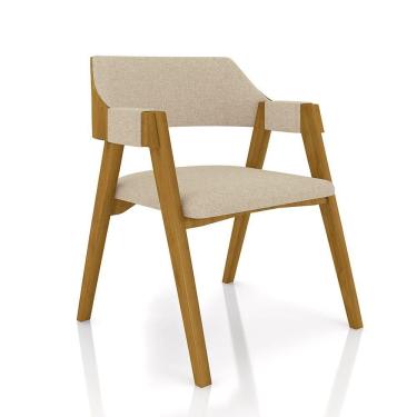 Imagem de Cadeira Sala De Jantar E Jogos Carteados Madeira Maciça Poker Linho Offwhite-mel G42 - Gran Belo