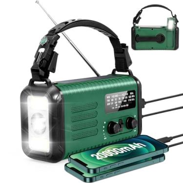 Imagem de Rádio de manivela, rádio de emergência, rádio meteorológico NOAA/AM/FM, rádio solar, bateria recarregável de 20000 mAh com carregamento USB, lanterna LED de leitura, conector de fone de ouvido, alarme