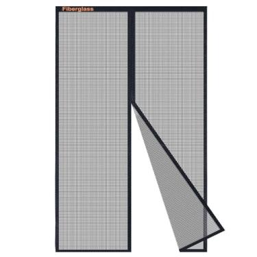 Imagem de Risareyi Porta de tela magnética de fibra de vidro, serve para porta de tamanho 81 x 198 cm, tela de cortina de malha mosquiteira preta com ímãs resistentes para porta da frente, mantenha insetos