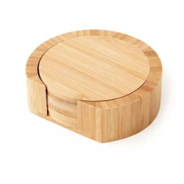 Imagem de Jogo de Porta Copos Redondo de Bambu 6 Peças - OIKOS