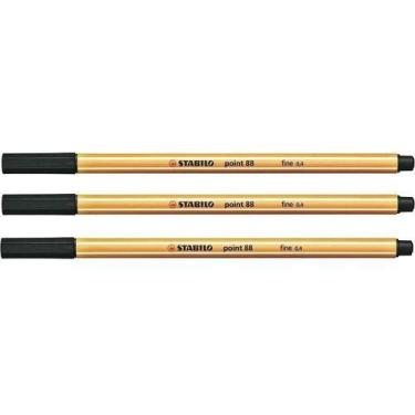Imagem de Kit 3 Caneta Hidrográfica Stabilo Point 88 Preto 0.4mm