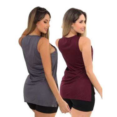 Imagem de Kit 2 Peças - Camiseta Regata Feminina Tapa Bumbum Mullet Academia Fit