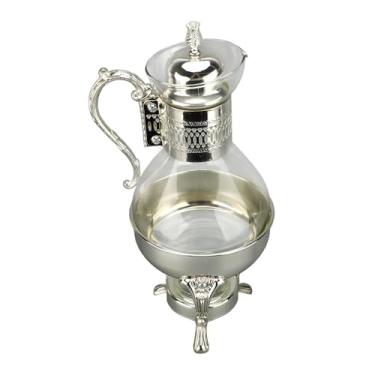 Imagem de Conjunto de cafeteira de vidro, kit de jarra de água, acabamento fino, alça ergonômica fácil de manter com tampa para casa e escritório (prata)