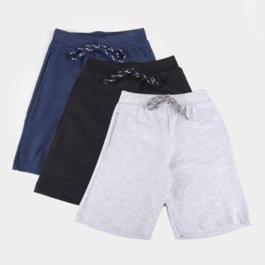 Imagem de Kit Bermuda Infantil Candy Kids Moletinho Masculino - 3 Peças