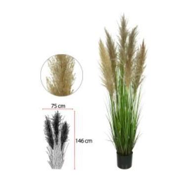 Imagem de Planta Artificial Folhagem Grass Pampas C/Pote X5 Verde 1,50cm - FLORE