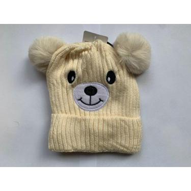 Imagem de Gorro touca infantil forrada urso com pompons - azulamora, Creme