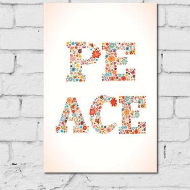 Imagem de Placa Decorativa MDF Peace Floral 30x40 - Quartinhos