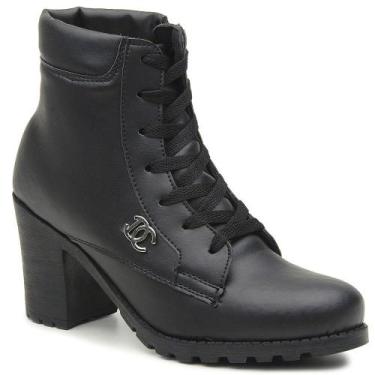 Imagem de Bota Feminina Coturno Cano Curto Salto Alto Tratorado - RINALDI'S SHOE