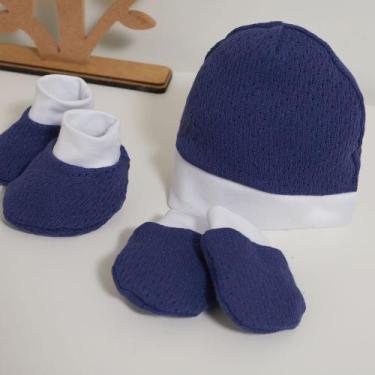 Imagem de Kit Maternidade de Tricot Touca Luvas e Sapatos Menino Menina - Mami, 