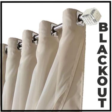 Imagem de cortina pé direito blackout Veneza 5,00 x 5,00 c/voal marrom - Bravin 