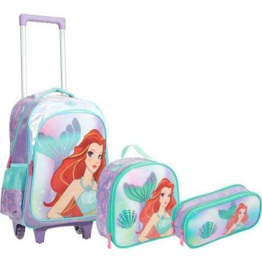 Imagem de Kit Mochila de Rodinha Lancheira e Estojo Sereia Yepp MIF5342, Lilás
