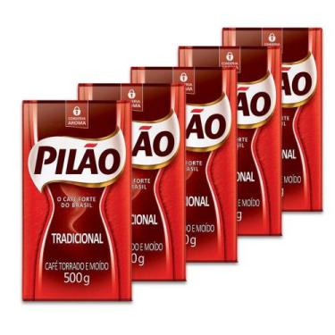 Imagem de Café Pilão Torrado e Moído Tradicional 5 Pacotes de 500g
