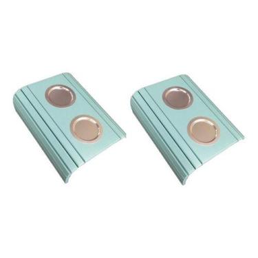 Imagem de Kit 02 Esteira Decorativa Laqueada Sofá Alumínio Azul Bebe - M A Sorpr