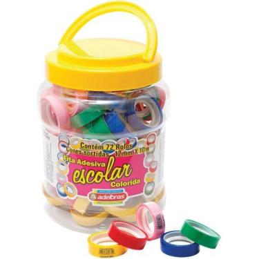 Imagem de Fita Adesiva Polisil 12MM X 10M Colorida Pote com 72 Unidades - Adelbr