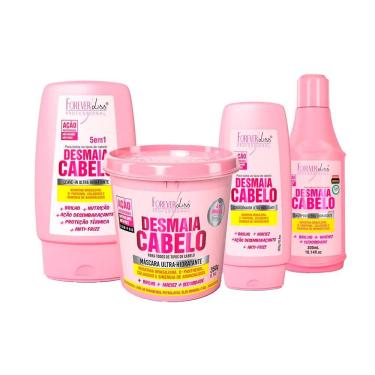 Imagem de Kit Desmaia Cabelo Shampoo Condicionador Leave, Máscara 350g