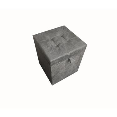 Imagem de Puff baú quadrado - 1 lugar - 36x36cm - cinza - NEGROMONTE STORE