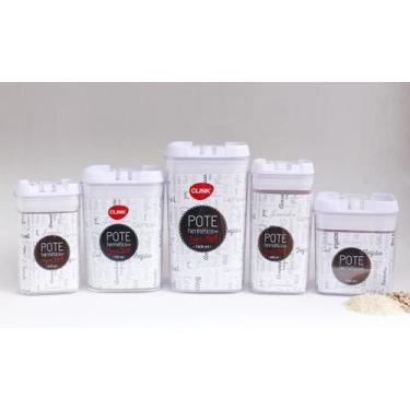 Imagem de Kit 5 Pote Hermético Acrílico Quadrado Transparente - Clink