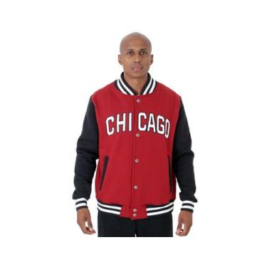 Imagem de Jaqueta College Moletom Masculina M10 Hoop Chicago, Grená, G
