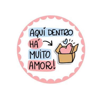 Imagem de 50 Etiquetas Adesivas  Aqui Dentro Contém Amor  Adesivos Recebidos  4C